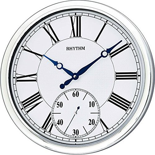 Rhythm Value Added Wall Clock Pearl Printing Dial,Convex Glass,Sub-Second Hand Analog